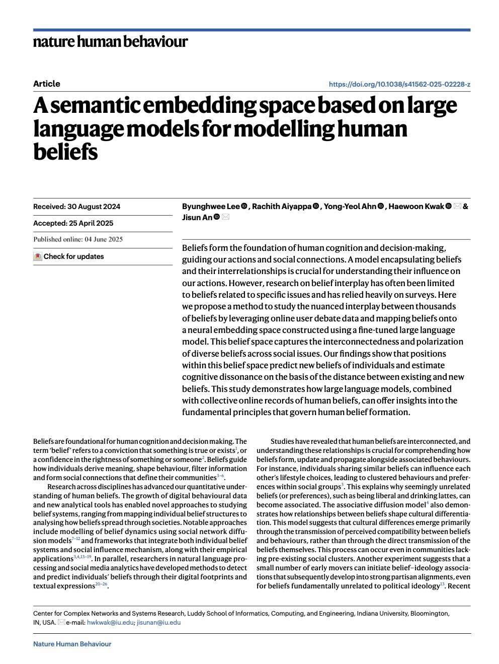 Our work published in Nature Human Behaviour